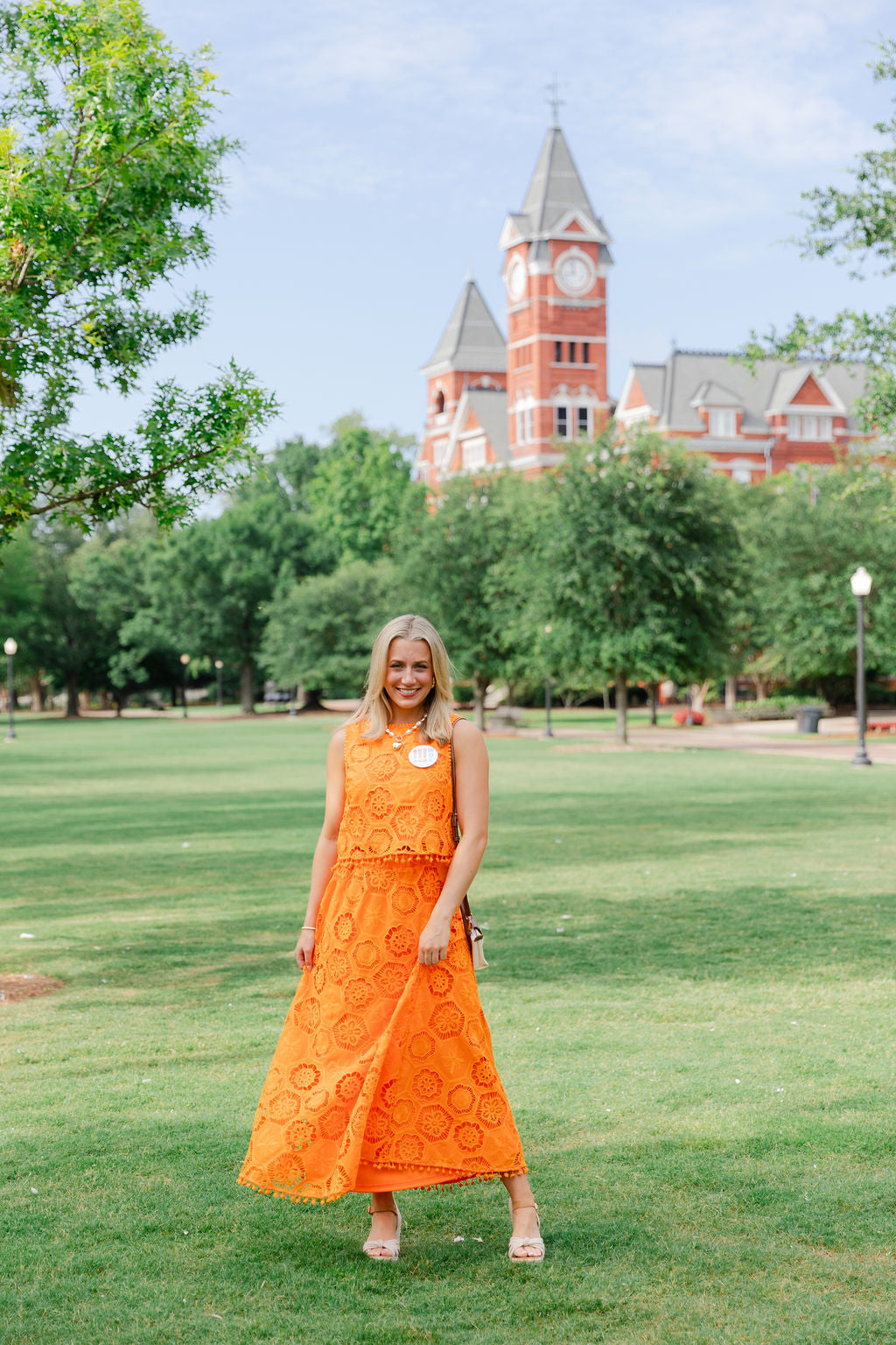 Ball Trim Maxi Skirt