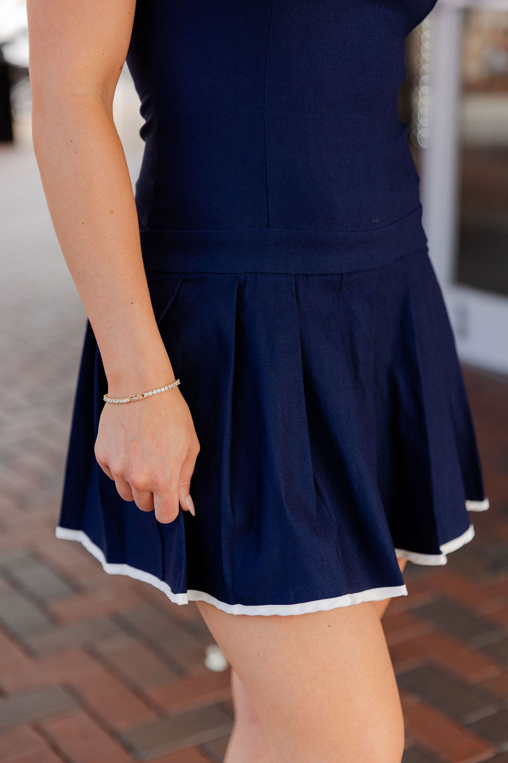Drop Waist Pleated Mini Dress