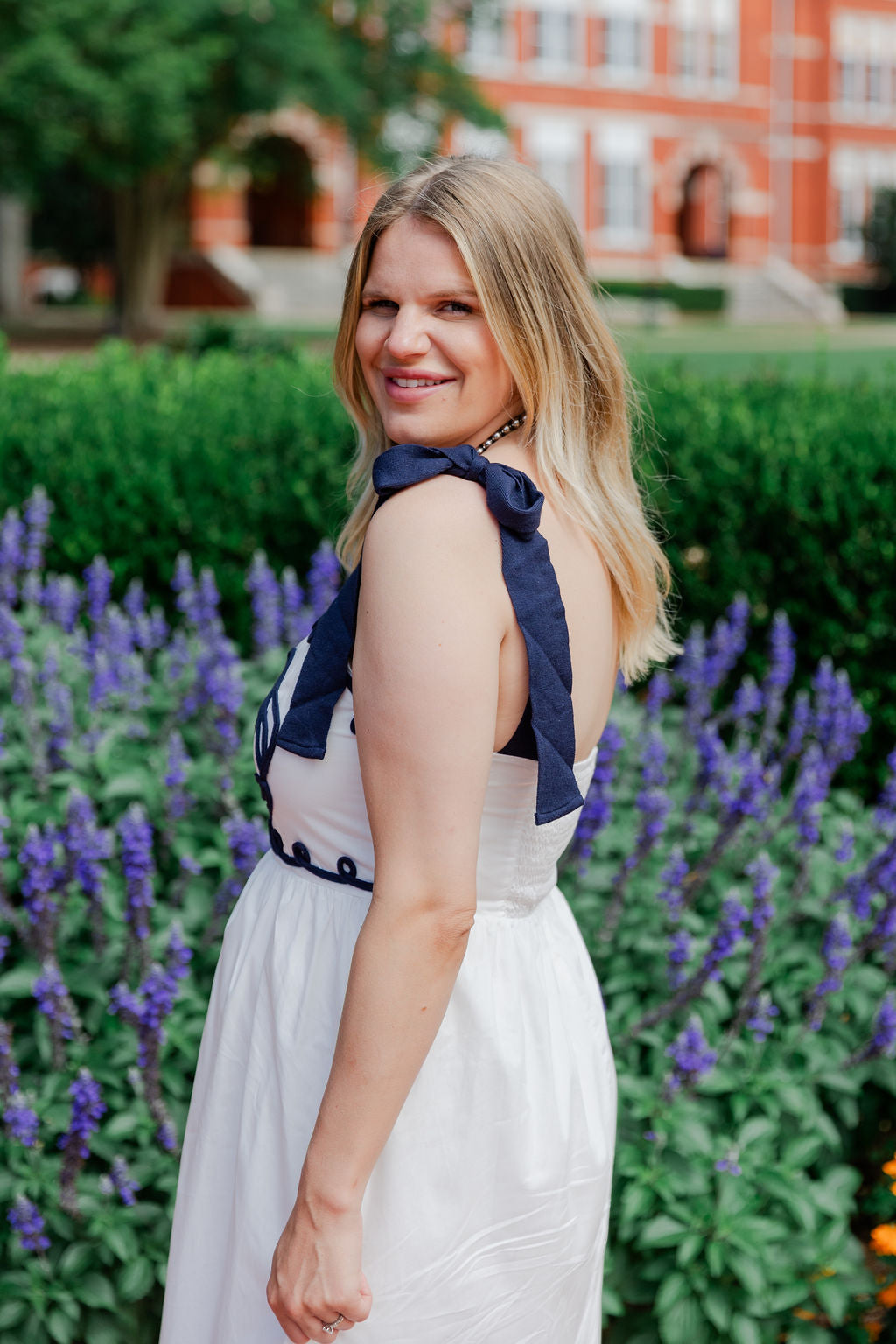 Embroidered Shoulder Tie Maxi Dress