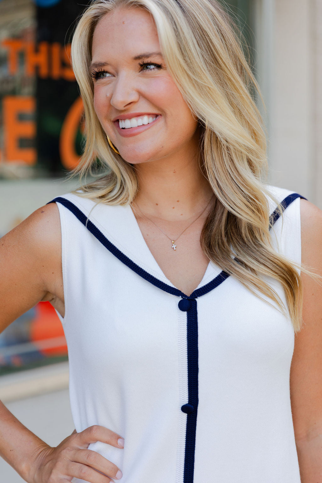 Sailor Collar Knit Mini Dress
