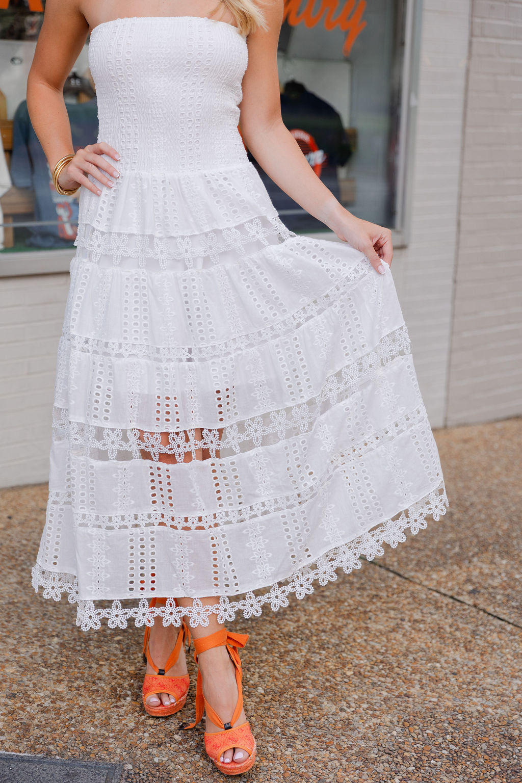 Eyelet Strapless Dress
