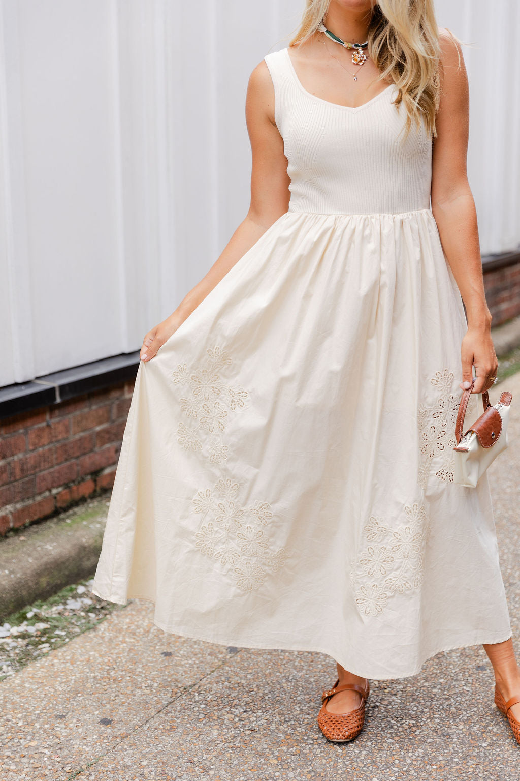 Sweater Top Eyelet Detail Dress