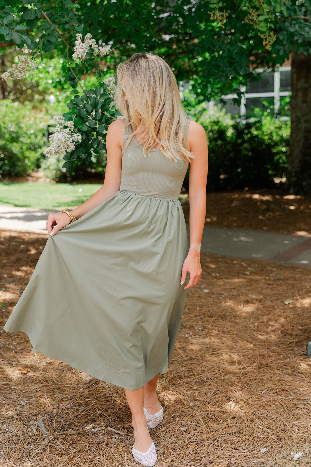 Mixed Media Tank Midi Dress