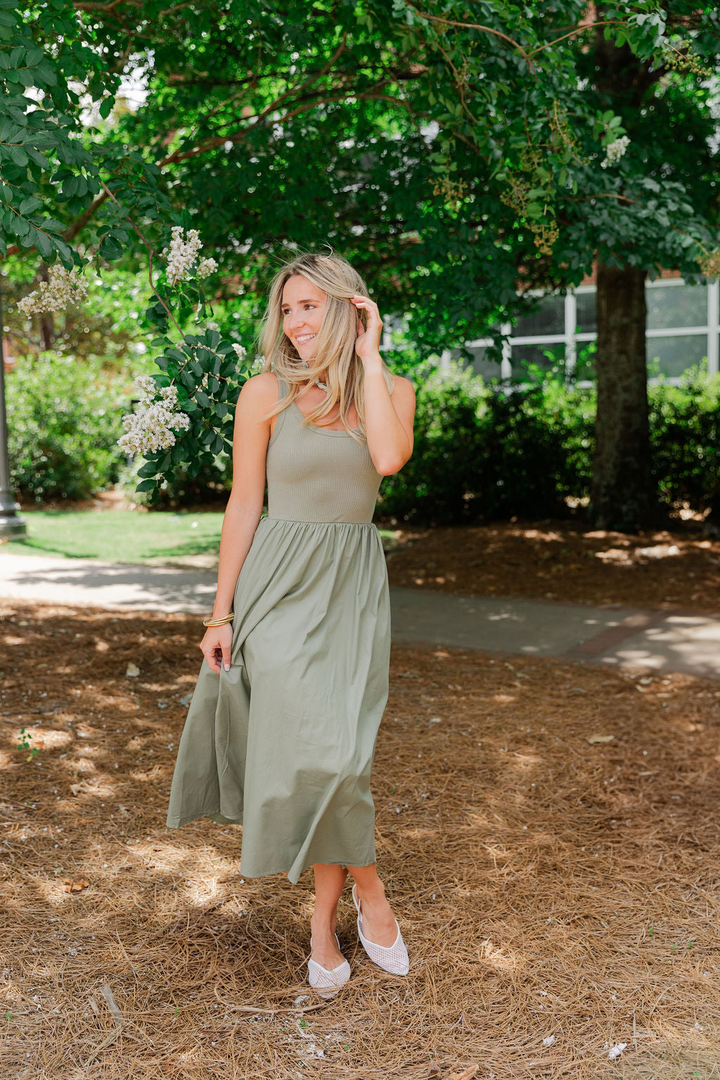Mixed Media Tank Midi Dress