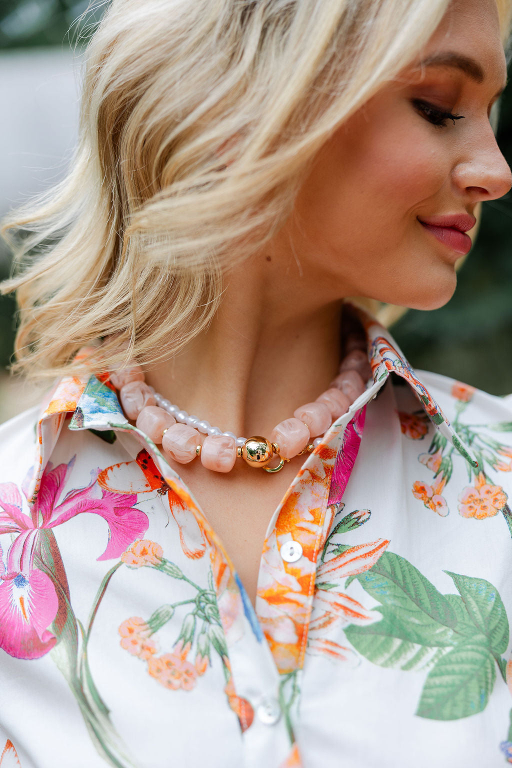 Tangerine Bloom Shirt Dress