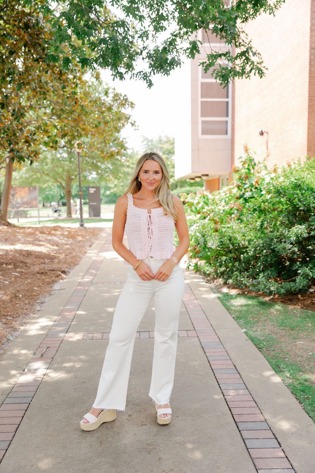 Crochet Ruffle Hem Knit Top