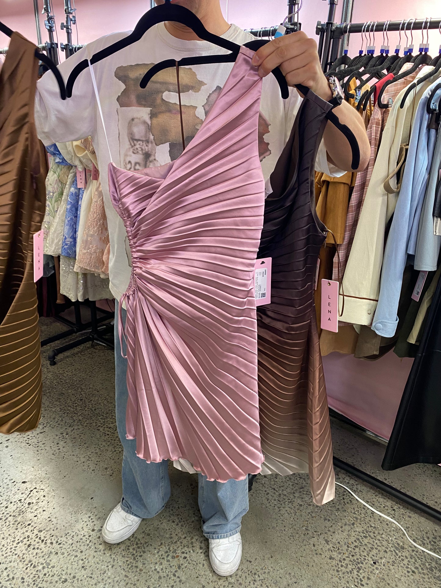 One Shoulder Pleated Dress