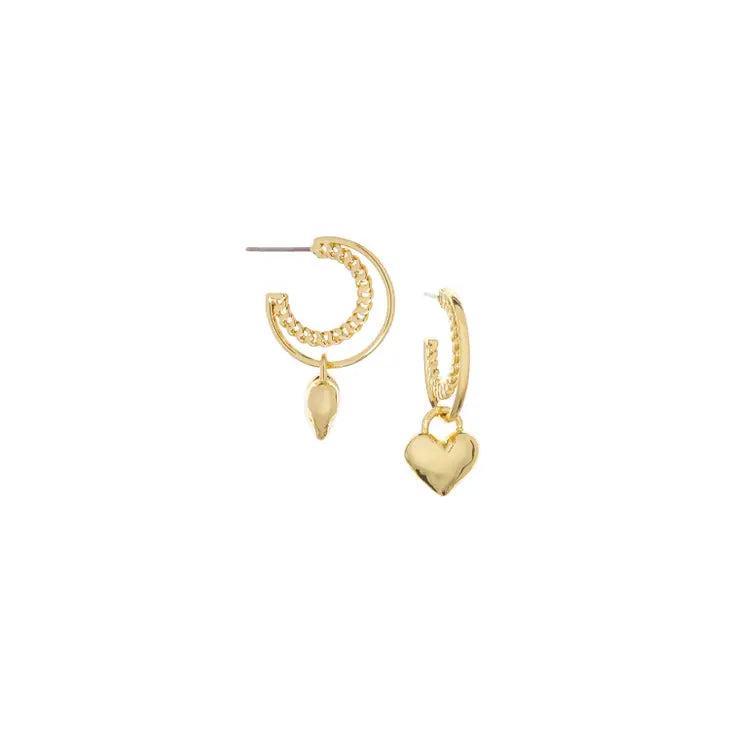 LAYERED POST HOOP WITH HEART CHARM