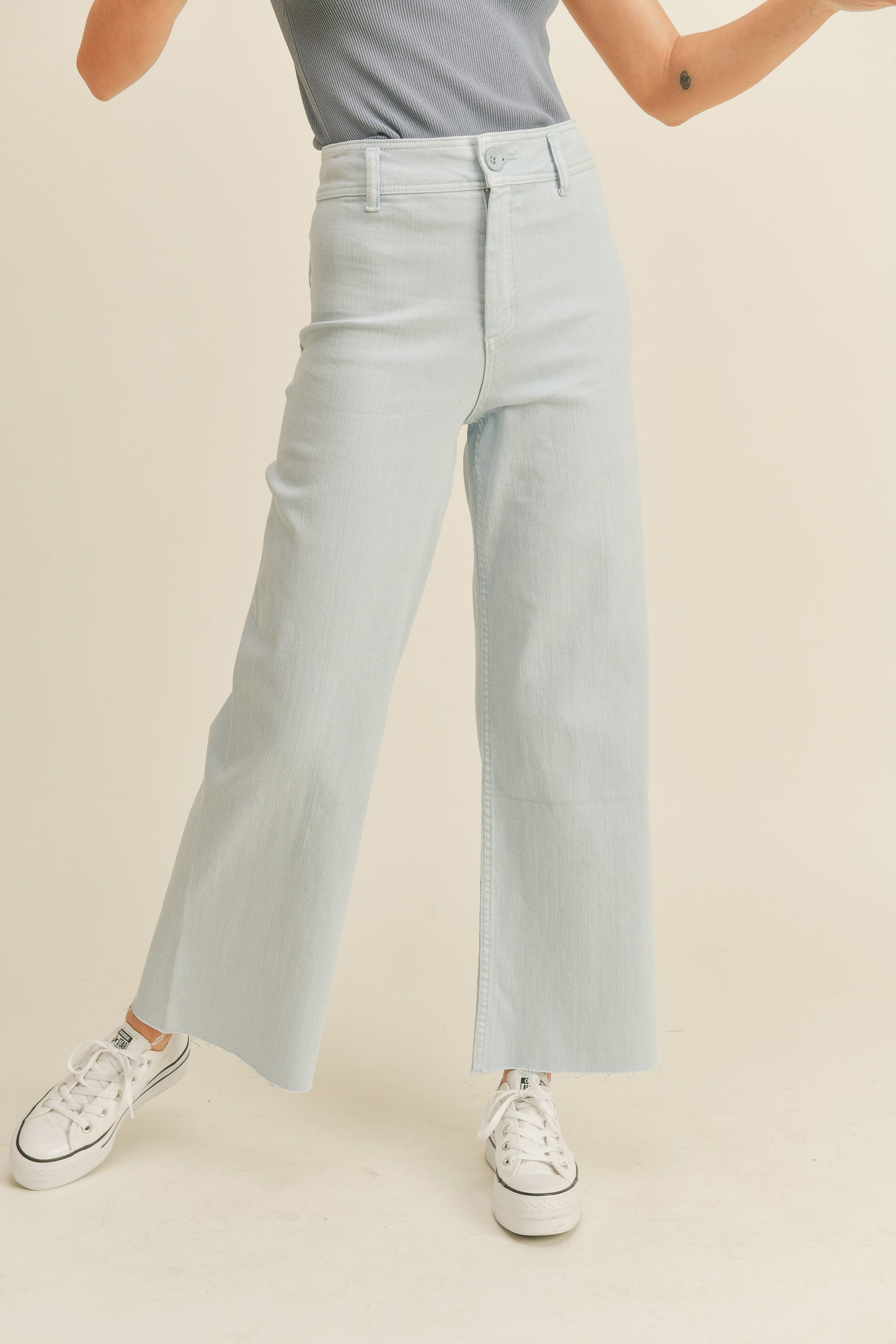 Straight Wide Leg Denim Pant