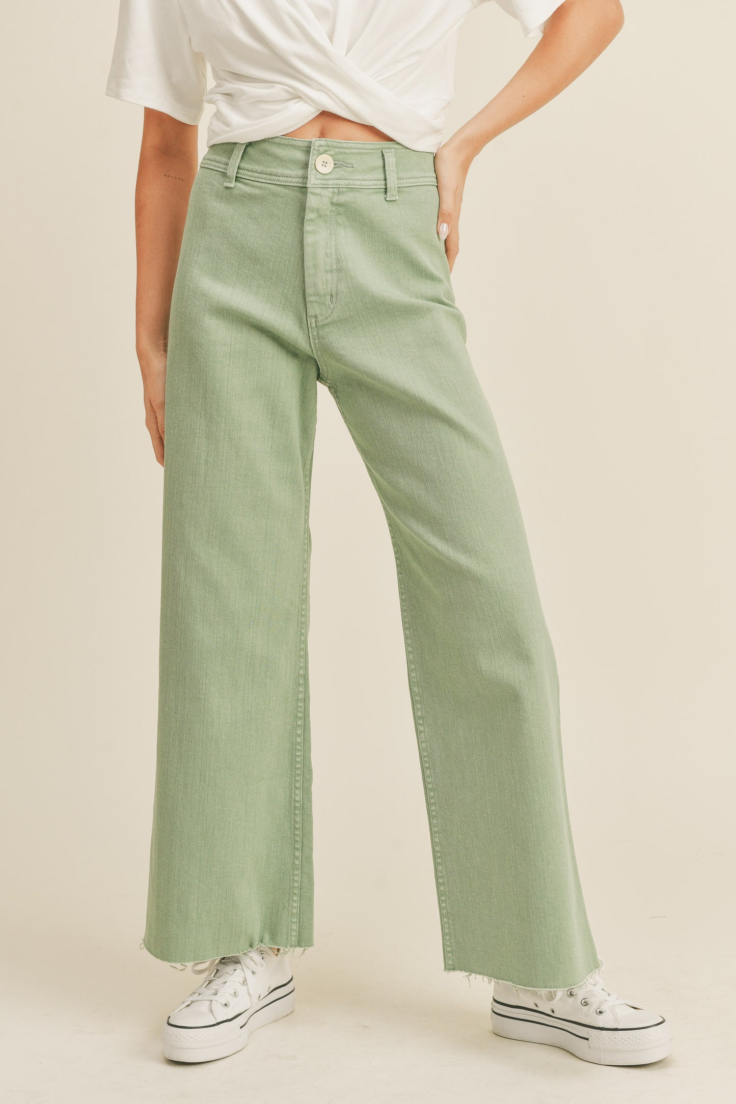 Straight Wide Leg Denim Pant