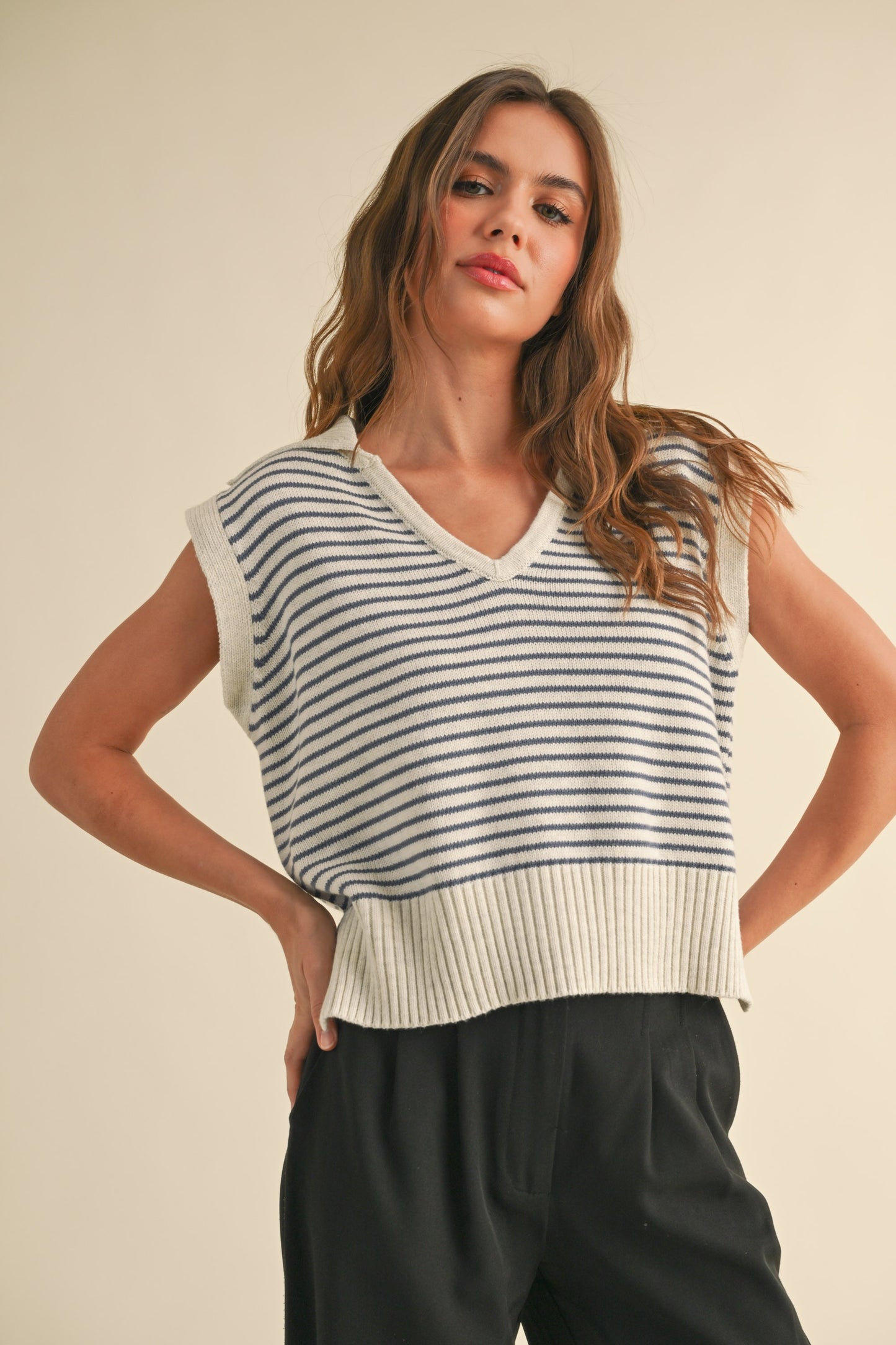 Striped Sleeveless Knit Top