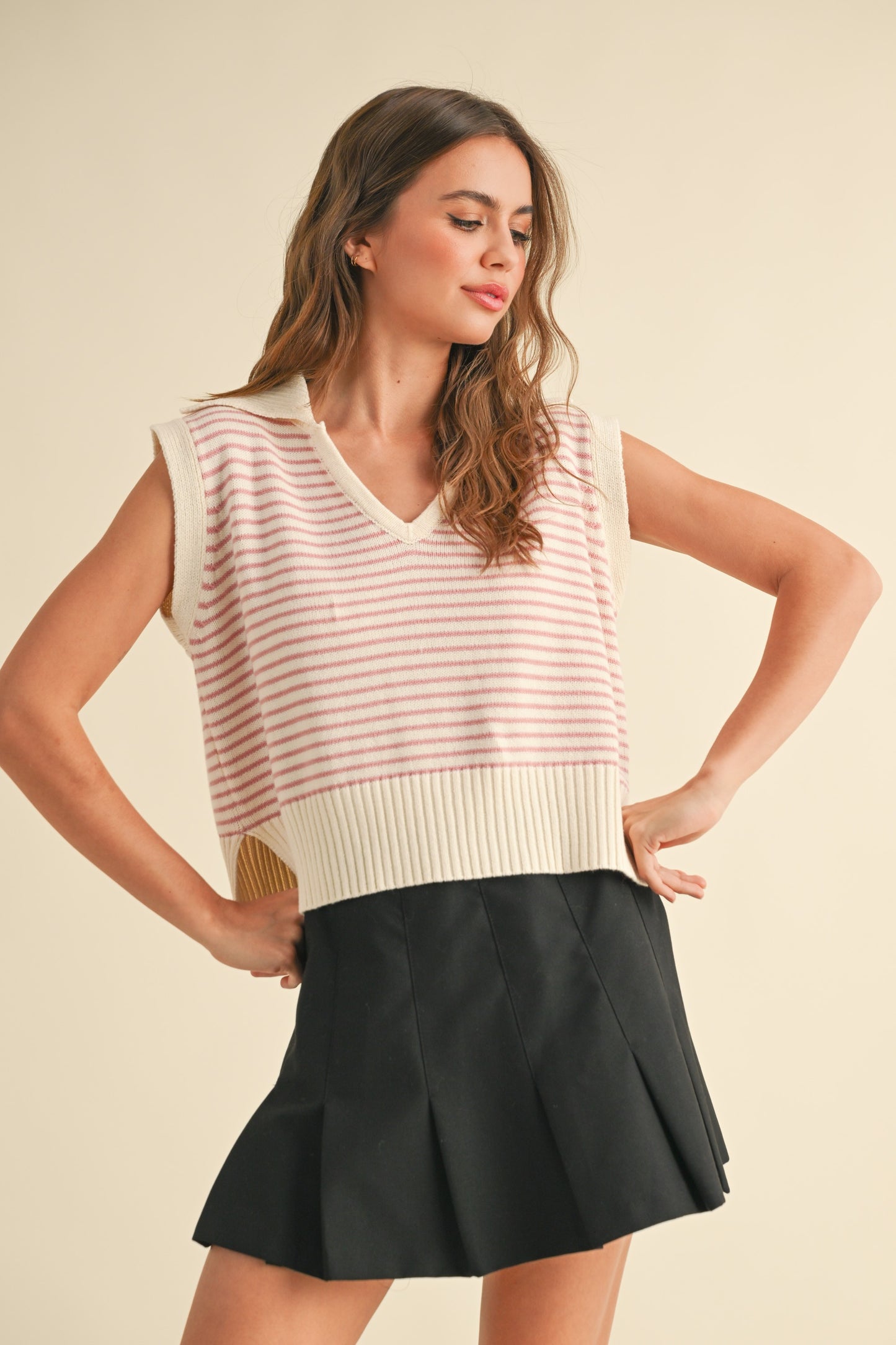 Striped Sleeveless Knit Top