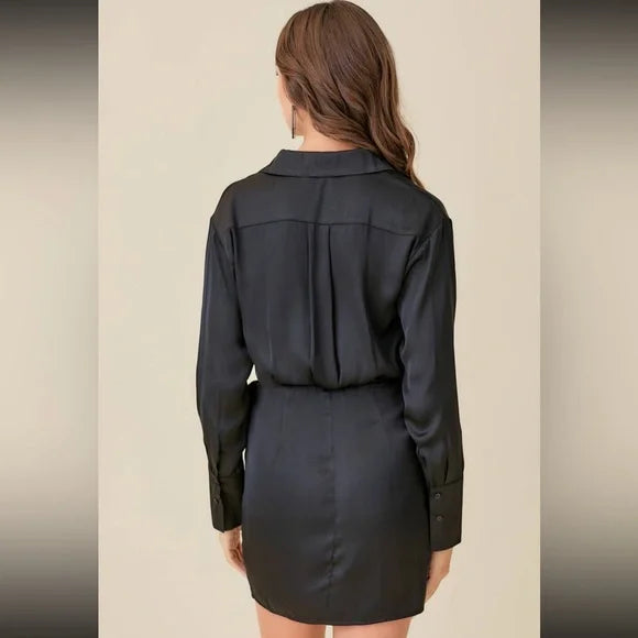 Faux Wrap Collared Dress