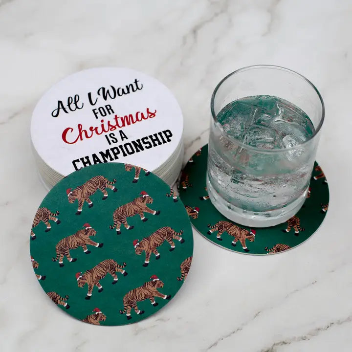 St Nick Tiger Reversible Paper Coaster Set of 20