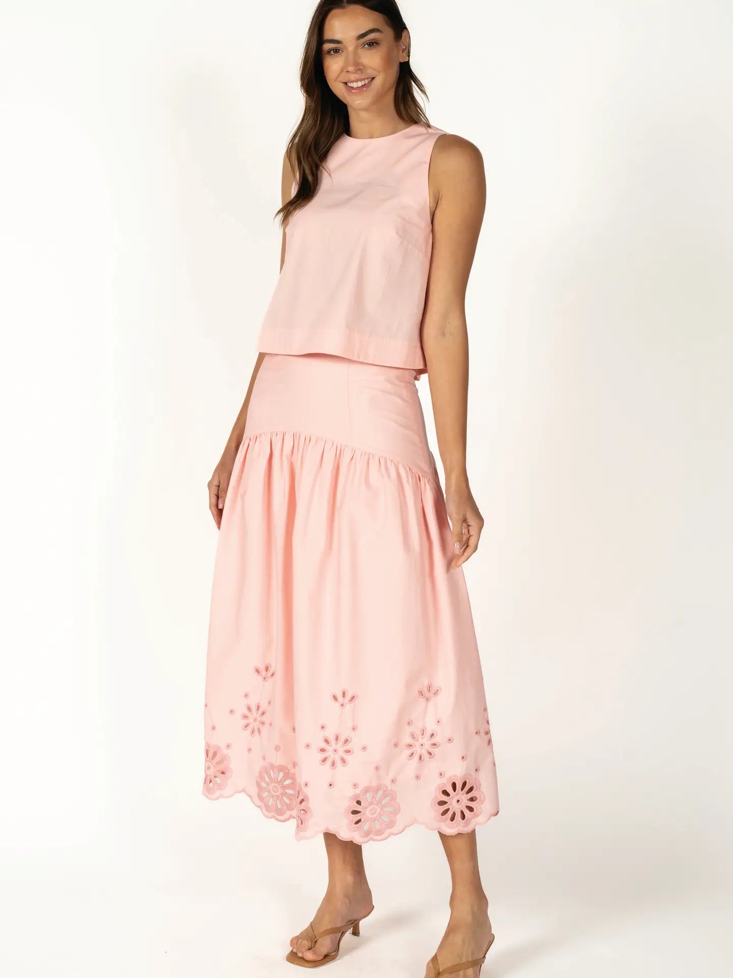 Eyelet Embroidered Midi Skirt