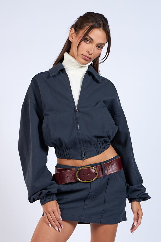 Slouchy Collared Crop Jacket