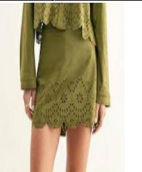 Davi Eyelet Faux Suede Skort
