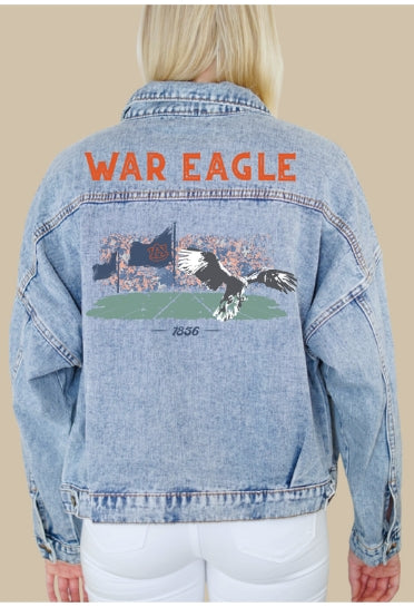 Auburn Stadium Watercolor Denim Jacket