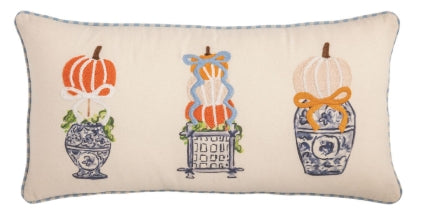 Chinoiserie Pumpkin Applique Pillow