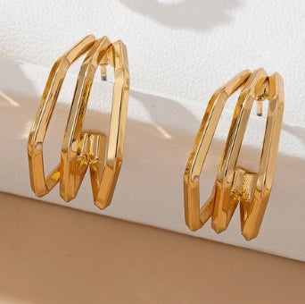 Hexagon Huggie Earring