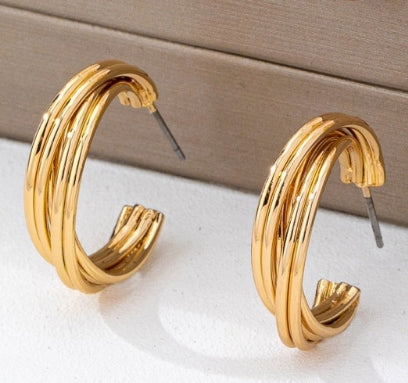 Wide Multi Strand Hoop Earring