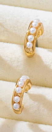 Pearl Inset Huggie Earring