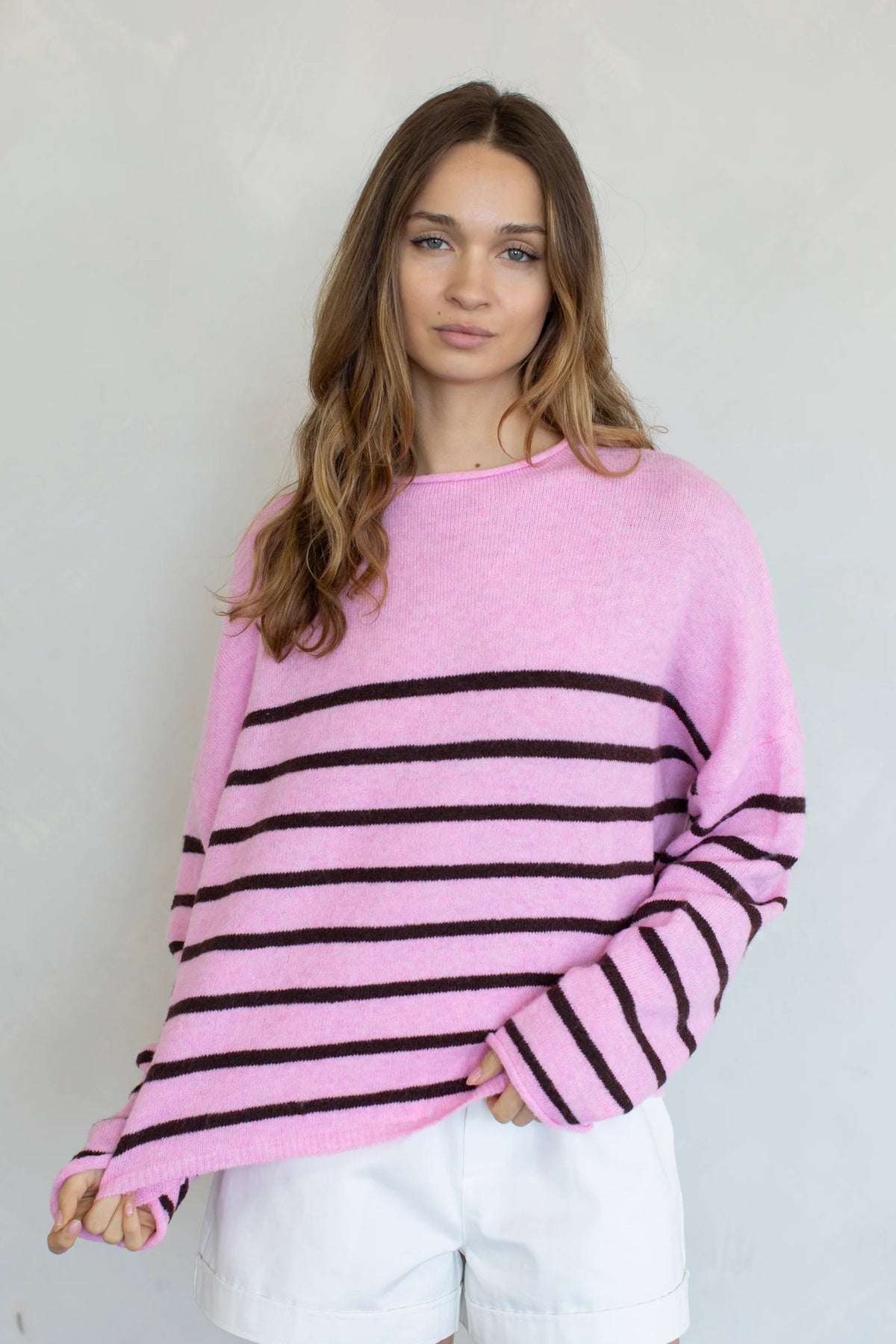 Pink Quarter Striped Piper Pullover