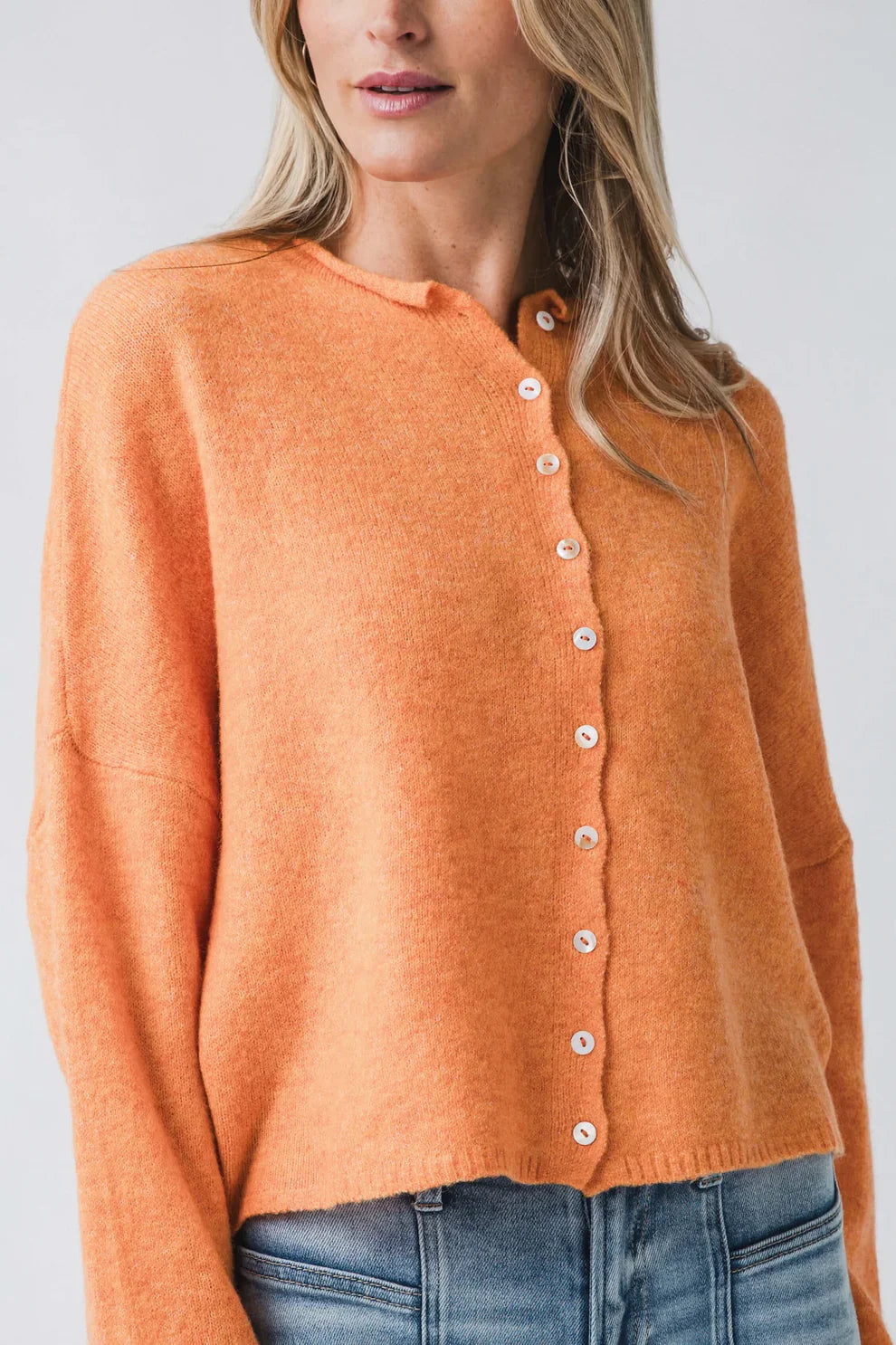 Orange Solid Piper Cardigan