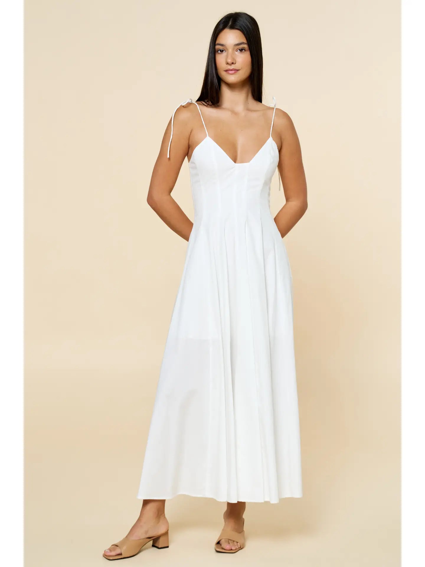 Fit & Flare Tie Strap Maxi Dress