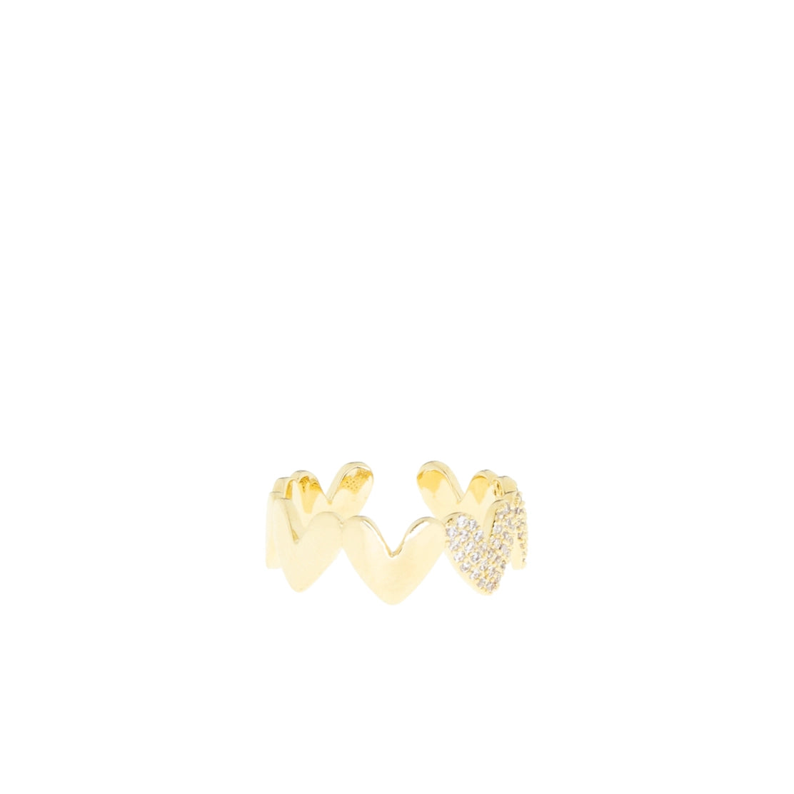 Adjustable Pave Heart Band Ring