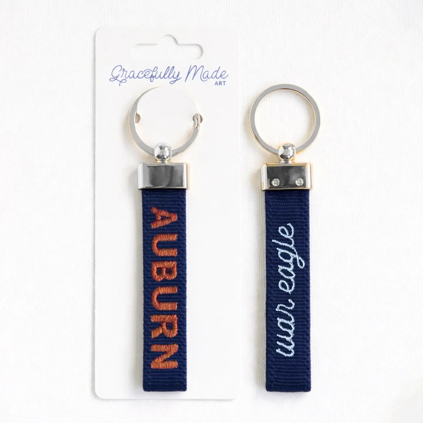 Auburn War Eagle Embroidered Keychain
