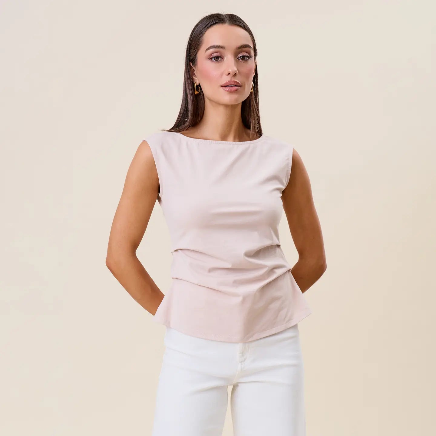 Side Pleated Sleeveless Top