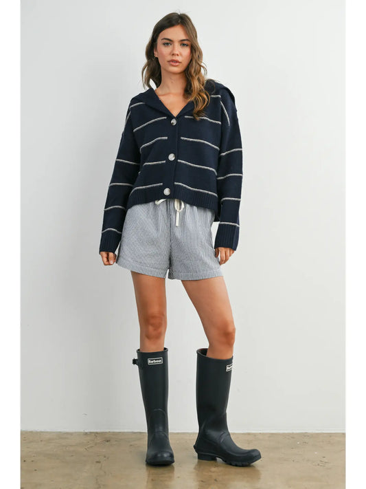 Striped Button Up Cardigan