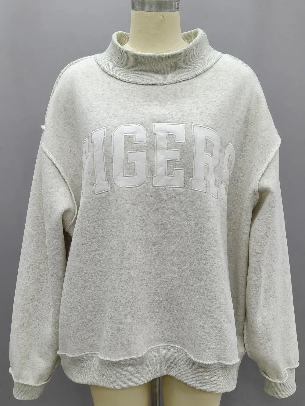 Tigers Embroidered Mock Neck Top