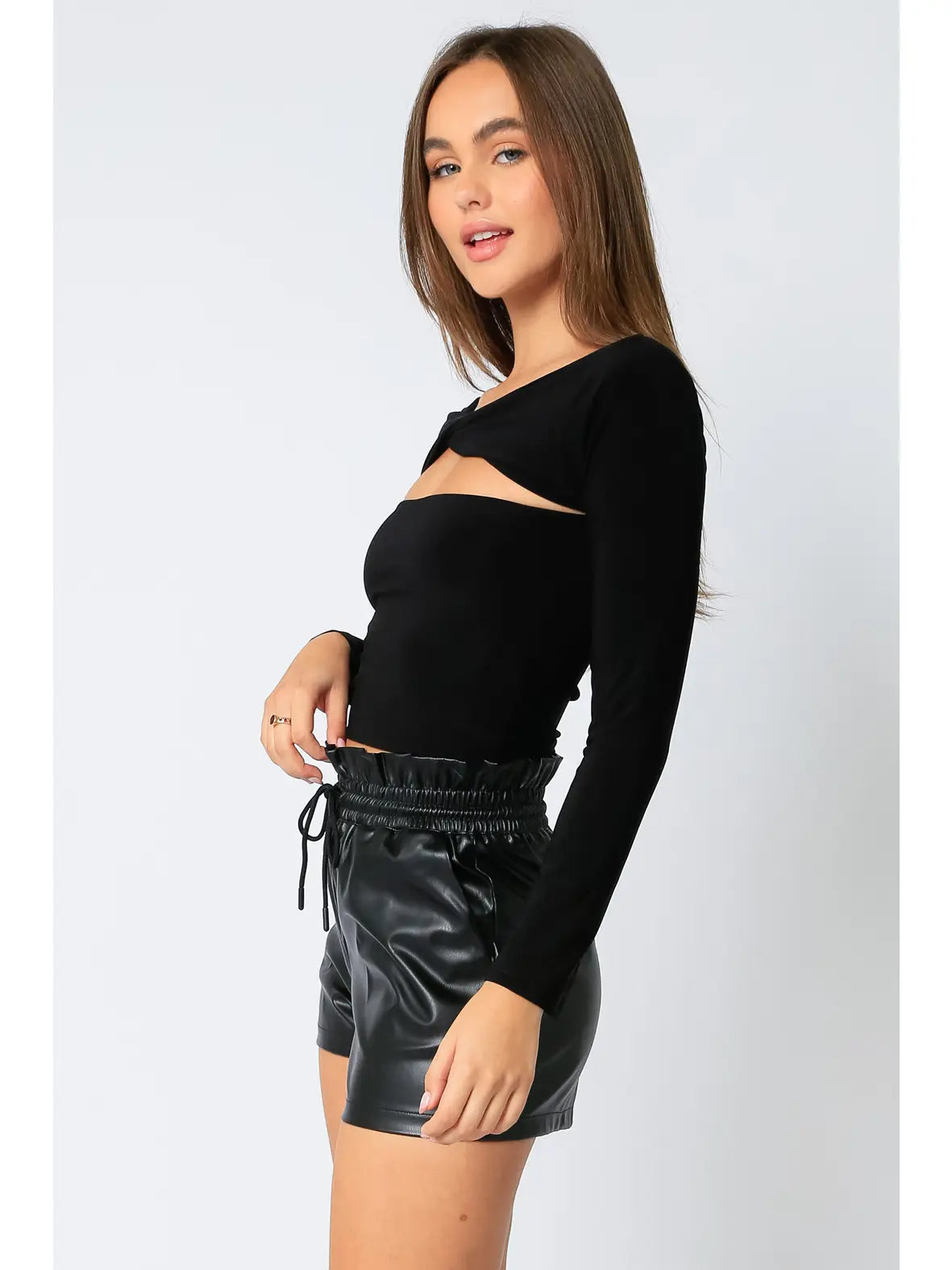 Michal Cutout Twist Neck Top