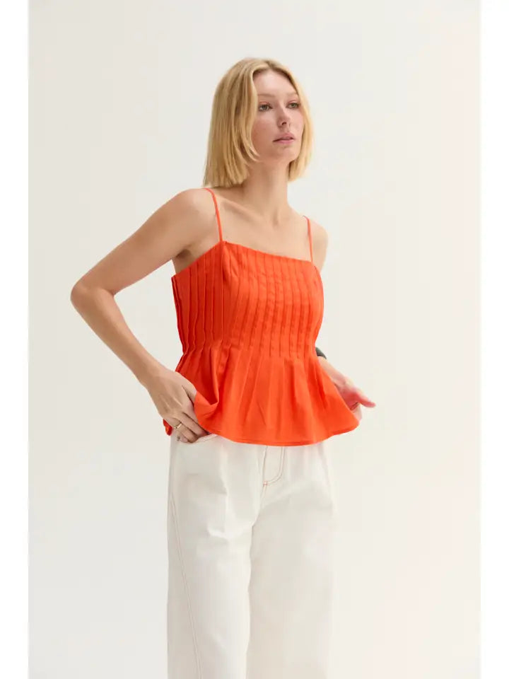 Claudia Pleated Linen Top