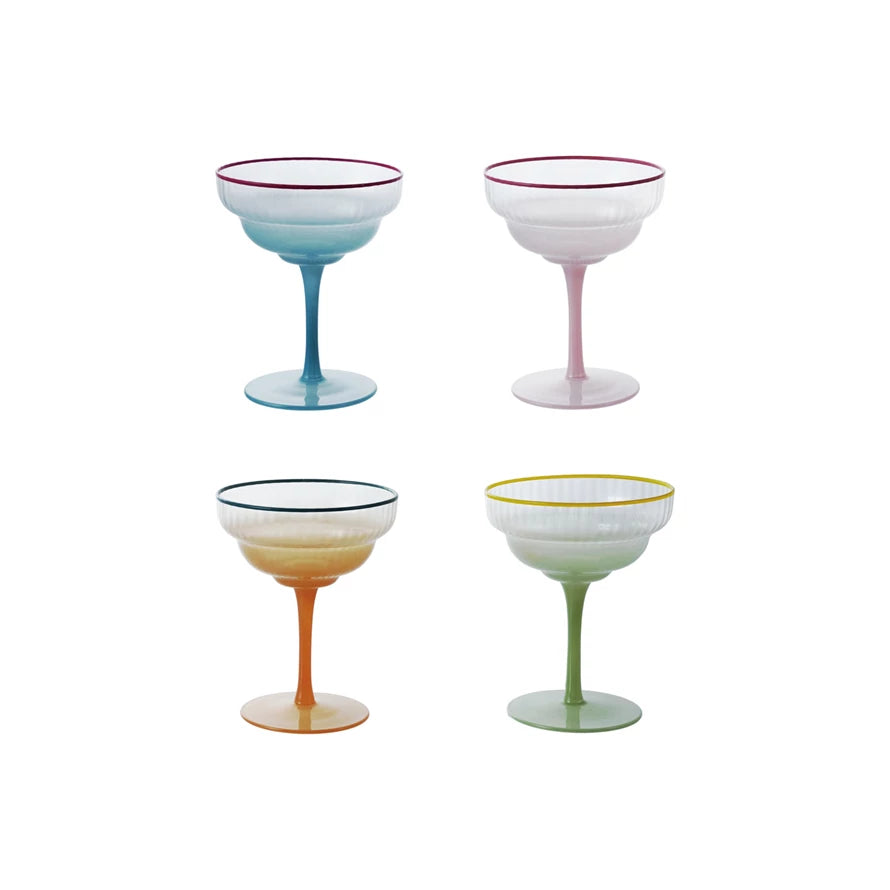 Colored Rim Coupe Glass