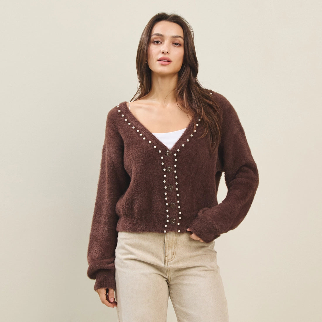 Pearl Fuzzy Cardigan