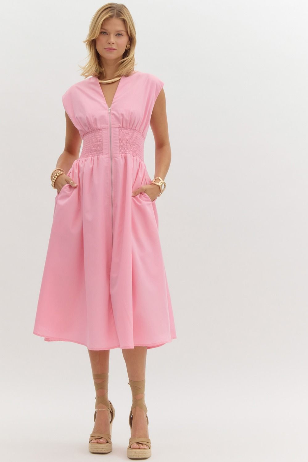 Midi Dress with Front Zipper