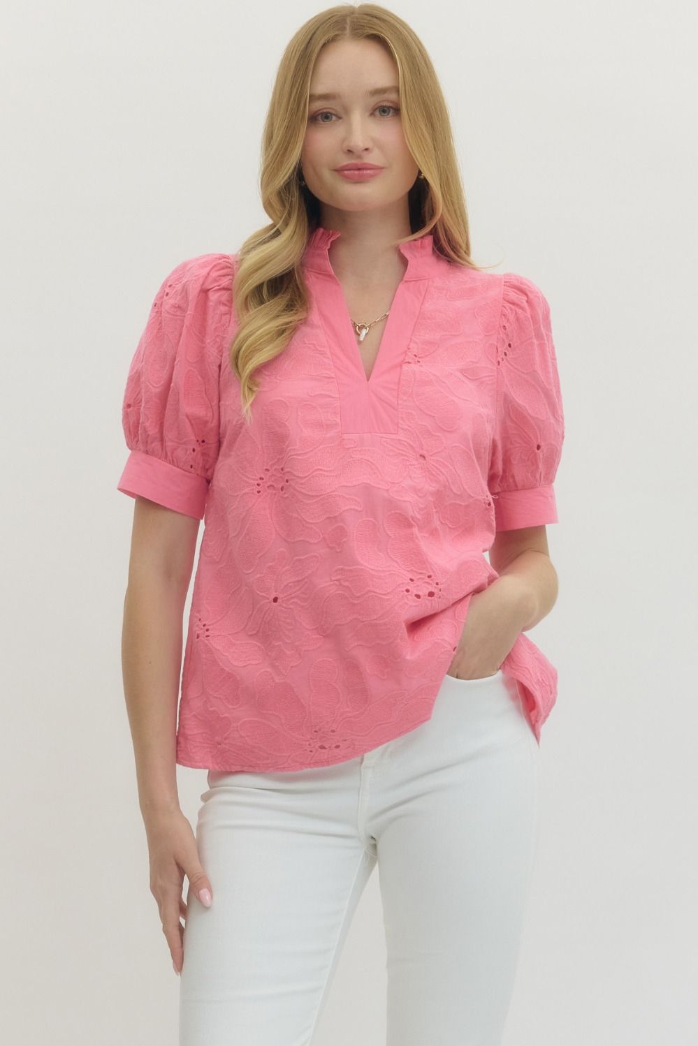 Floral Embroidered Short Sleeve Top
