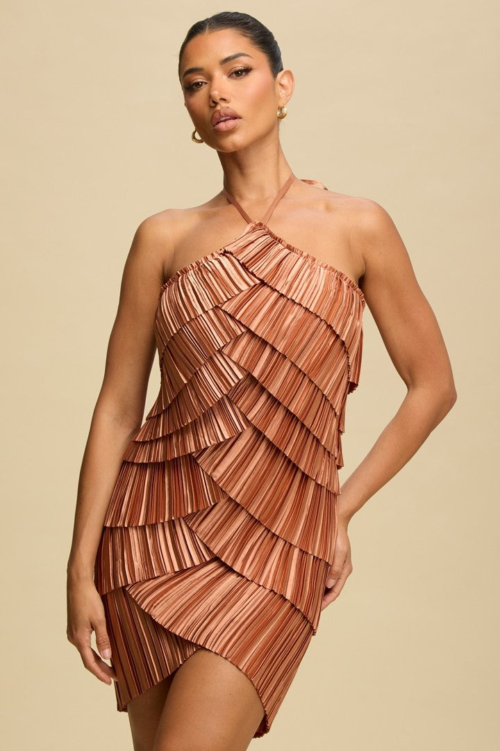 Pleated Layers Mini Dress