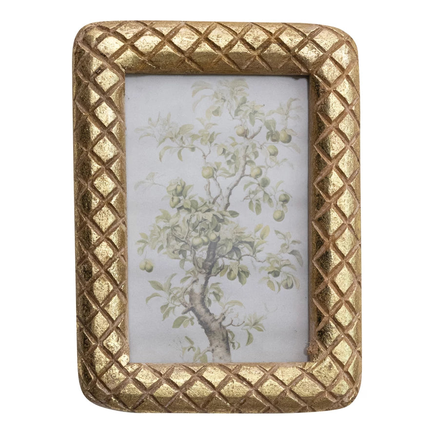 Carved Wood Gold Foil Photo Frame
