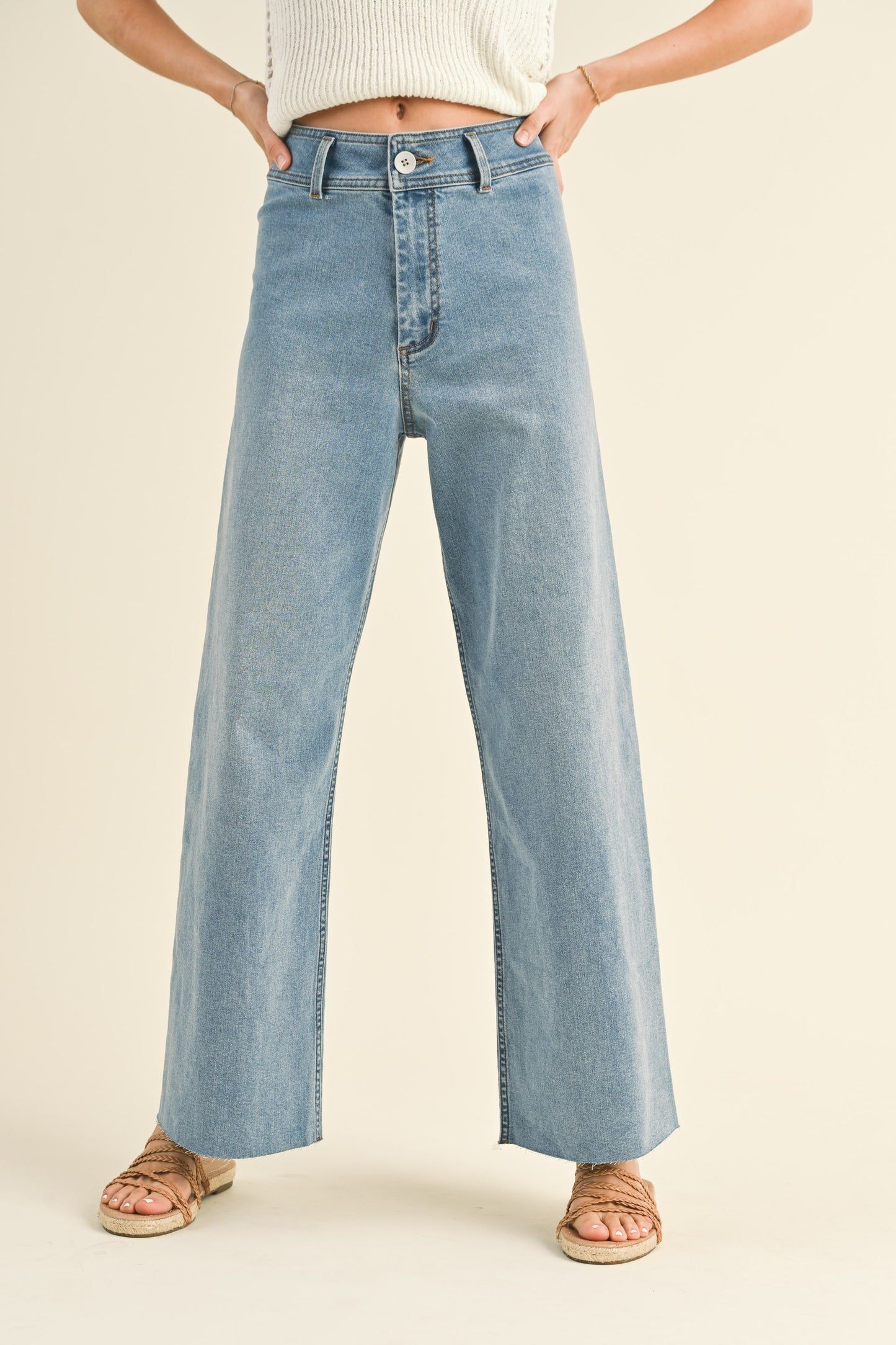 Straight Wide Leg Denim Pant