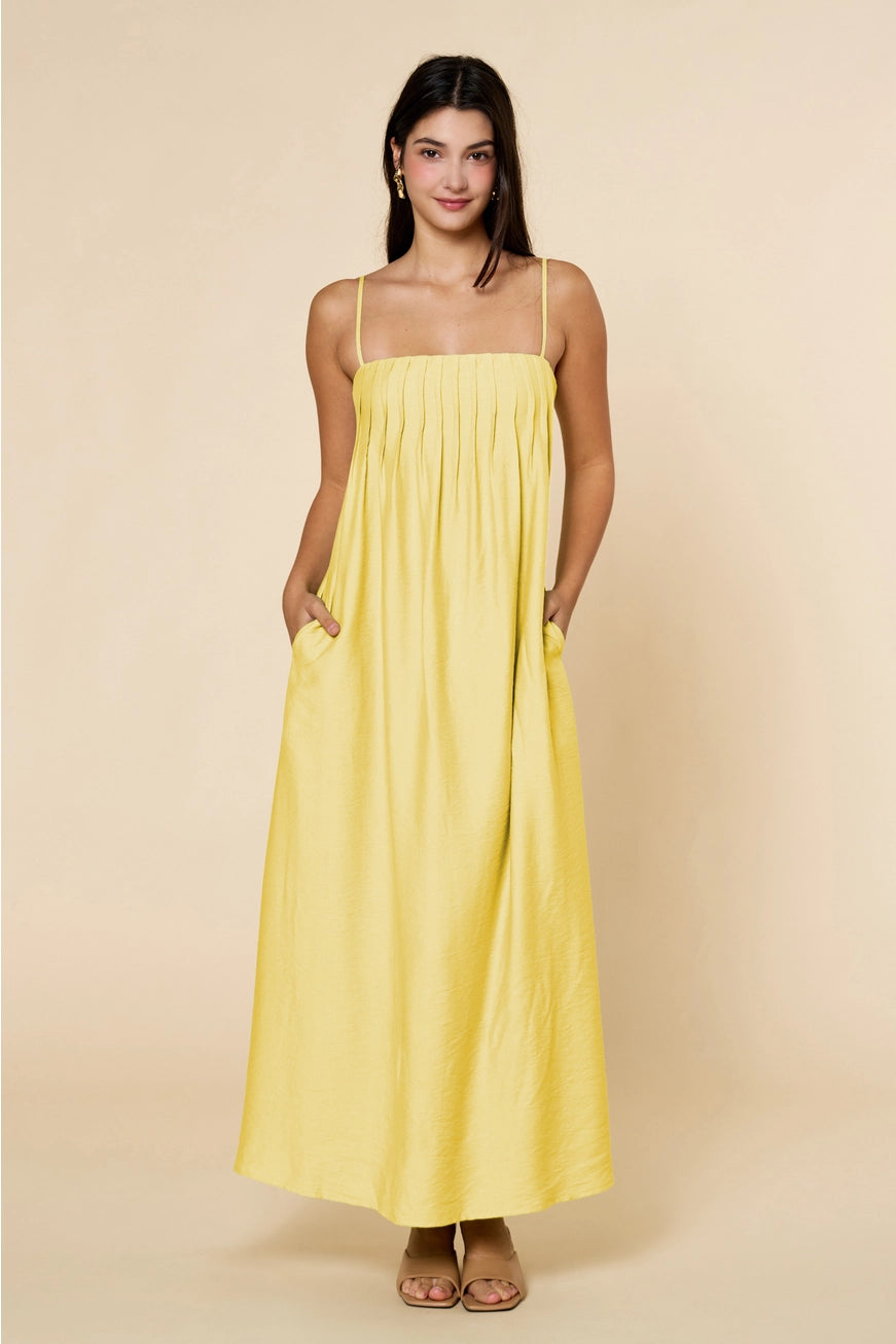 Pleated Spaghetti Strap Maxi Dress