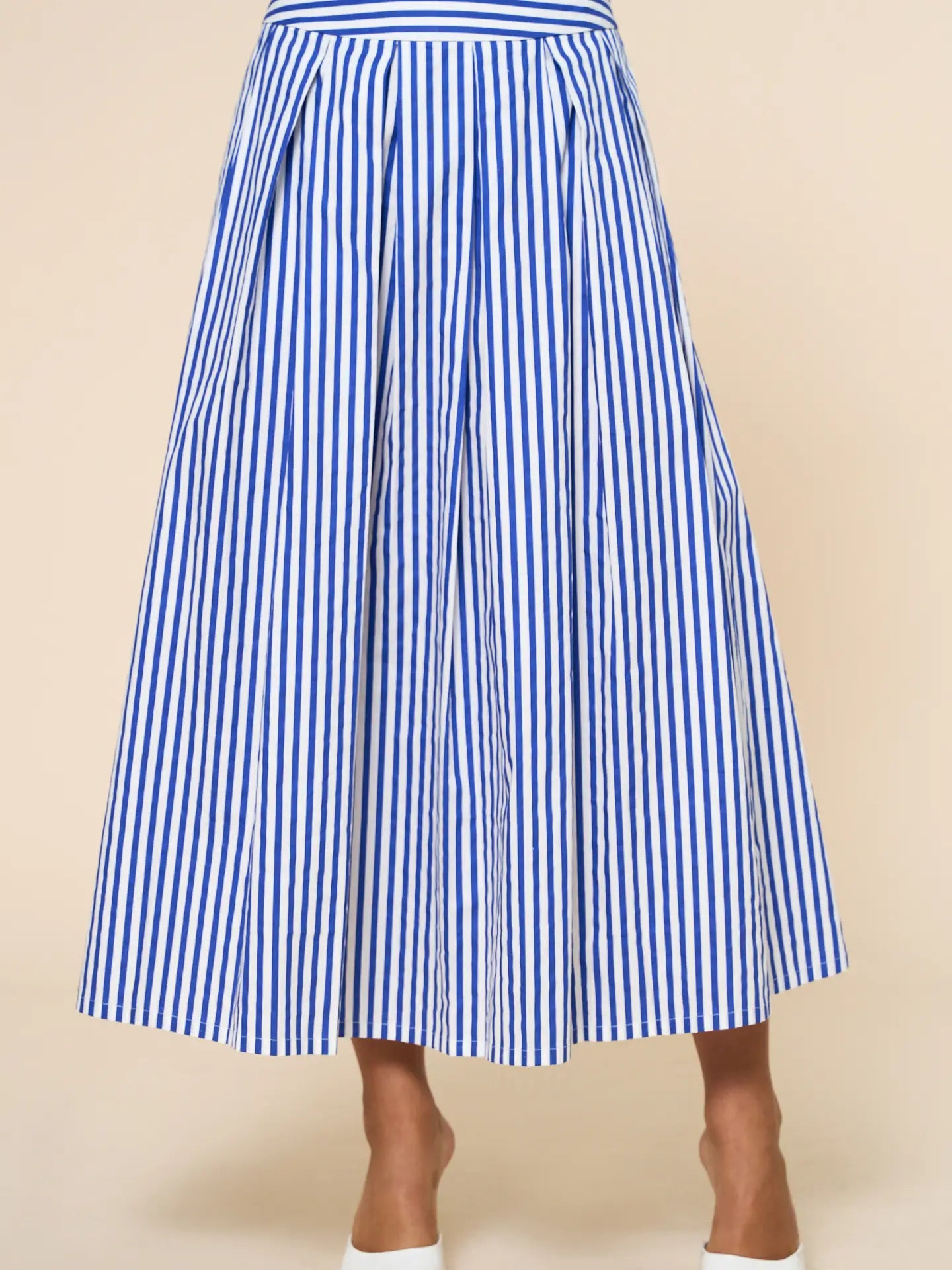 Striped Print Flare Maxi Skirt