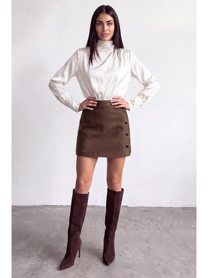 Chic Button Detail Mini Skirt