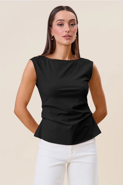 Side Pleated Sleeveless Top