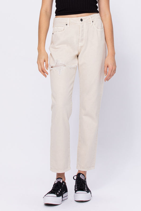 TRACEY HIGH RISE BUTTON FLY STRAIGHT JEAN