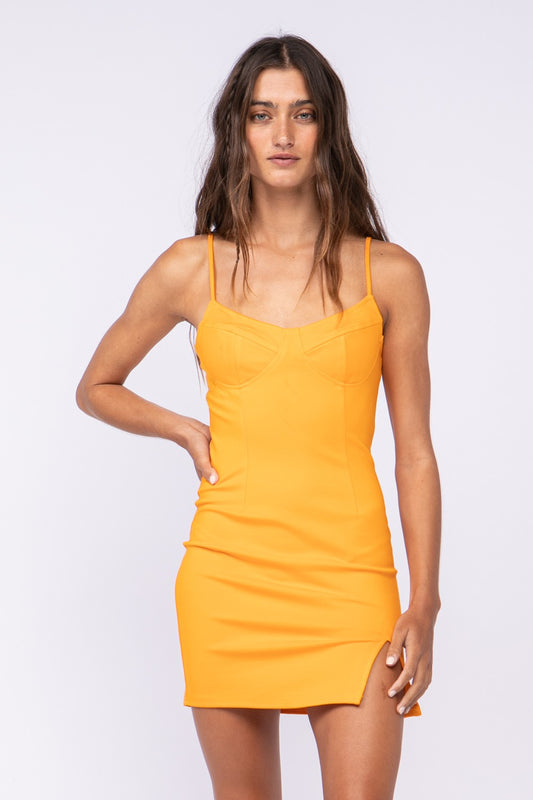SOLID COLOR CORSET STYLE SLIM FIT-IN MINI DRESS