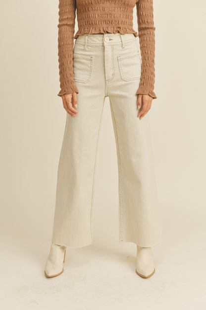 STRAIGHT WIDE LEG PANTS WITH FRONT POCKET